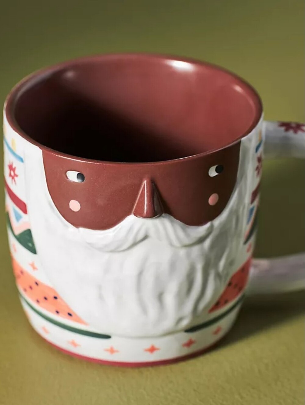 Anthropologie x Fotini Tikkou Mr. Claus Black Santa Mug Never Used Holiday